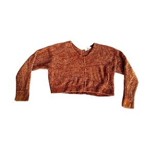 {Pink Rose} Oversized Long Sleeve Crop Top Sweater